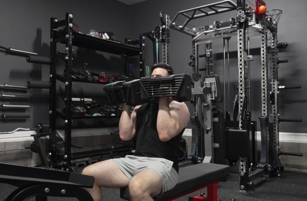 Arnold Press With the PowerBlock Pro 50 Adjustable Dumbbells