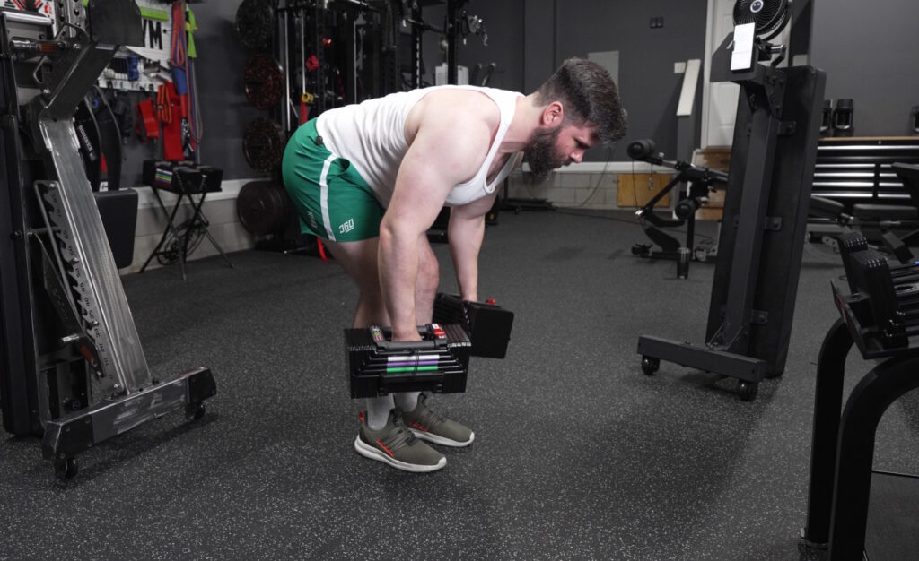 Dumbbell Rows on PowerBlock Elite USA 90 Adjustable Dumbbells