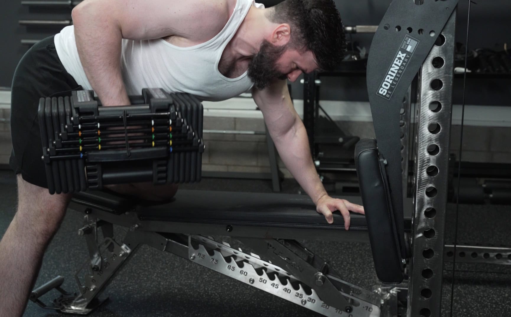 One Arm Rows Using PowerBlock Commercial Pro 125 & 175 Adjustable Dumbbells