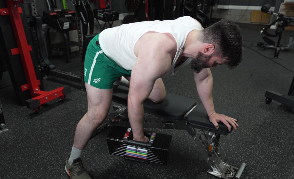One Arm Rows on PowerBlock Elite USA 90 Adjustable Dumbbells