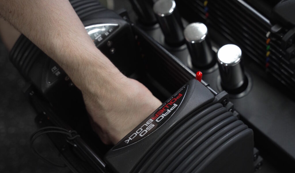 Open Handle Design on the PowerBlock Pro 50 Adjustable Dumbbells