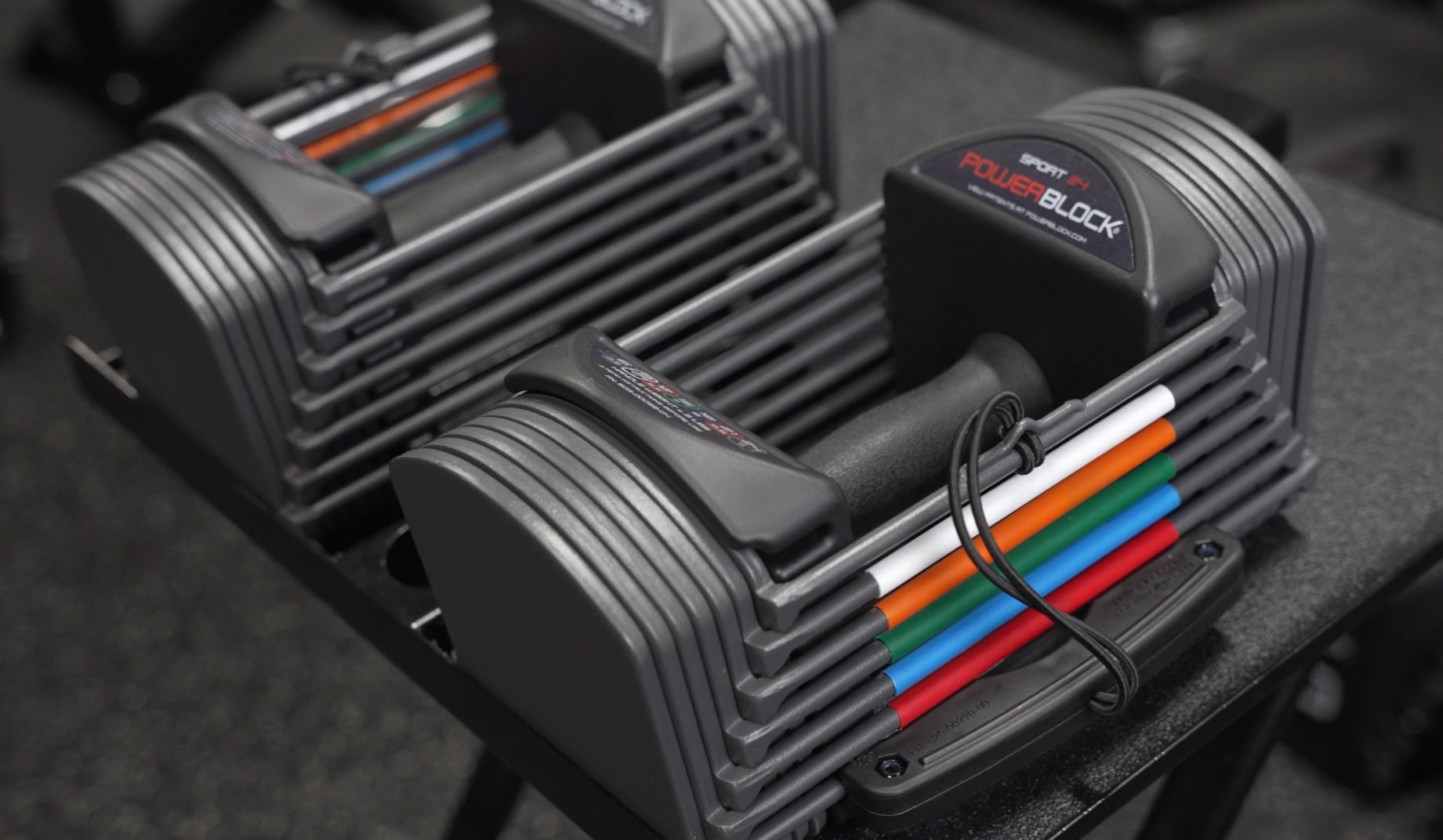 PowerBlock Sport 24 Adjustable Dumbbells on Compact Stand