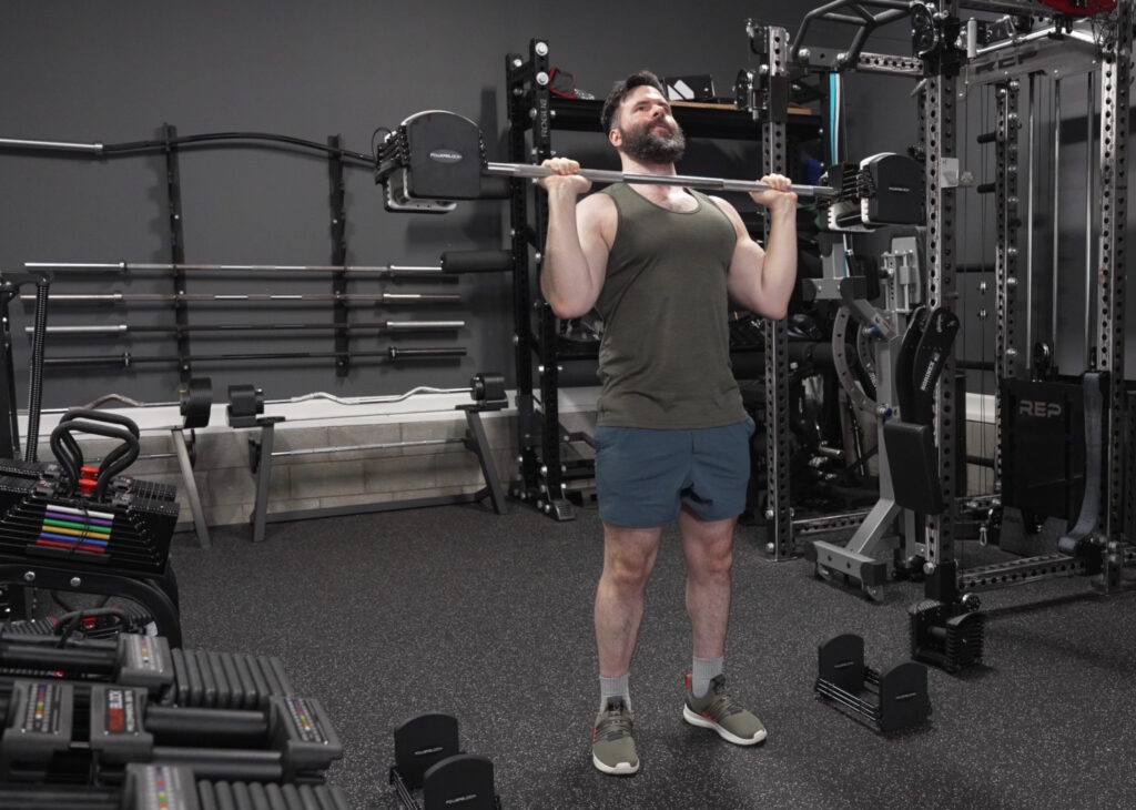 Pro Series Straight Bar Attachment on the PowerBlock Pro 50 Dumbbells