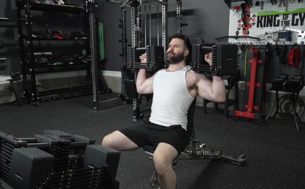 Shoulder Press With the PowerBlock Commercial Pro 125 175 Dumbbells