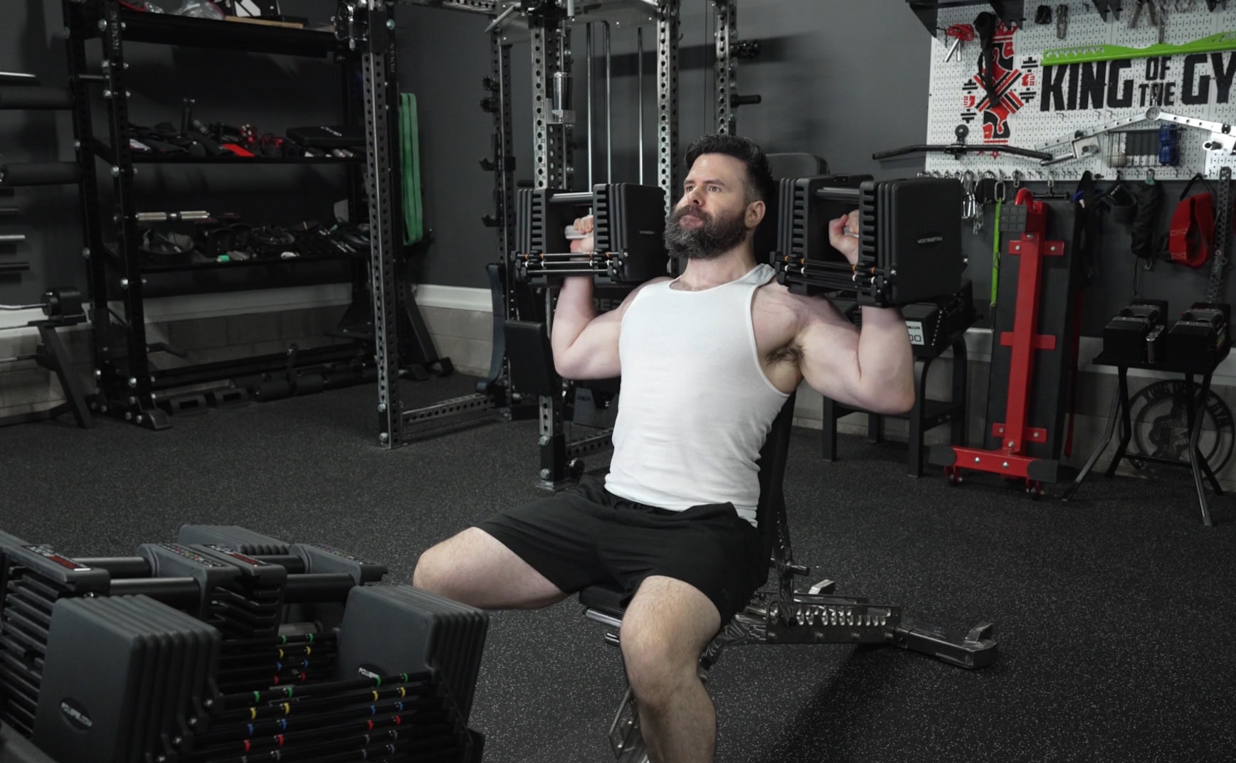 Shoulder Press With the PowerBlock Commercial Pro 125 175 Dumbbells