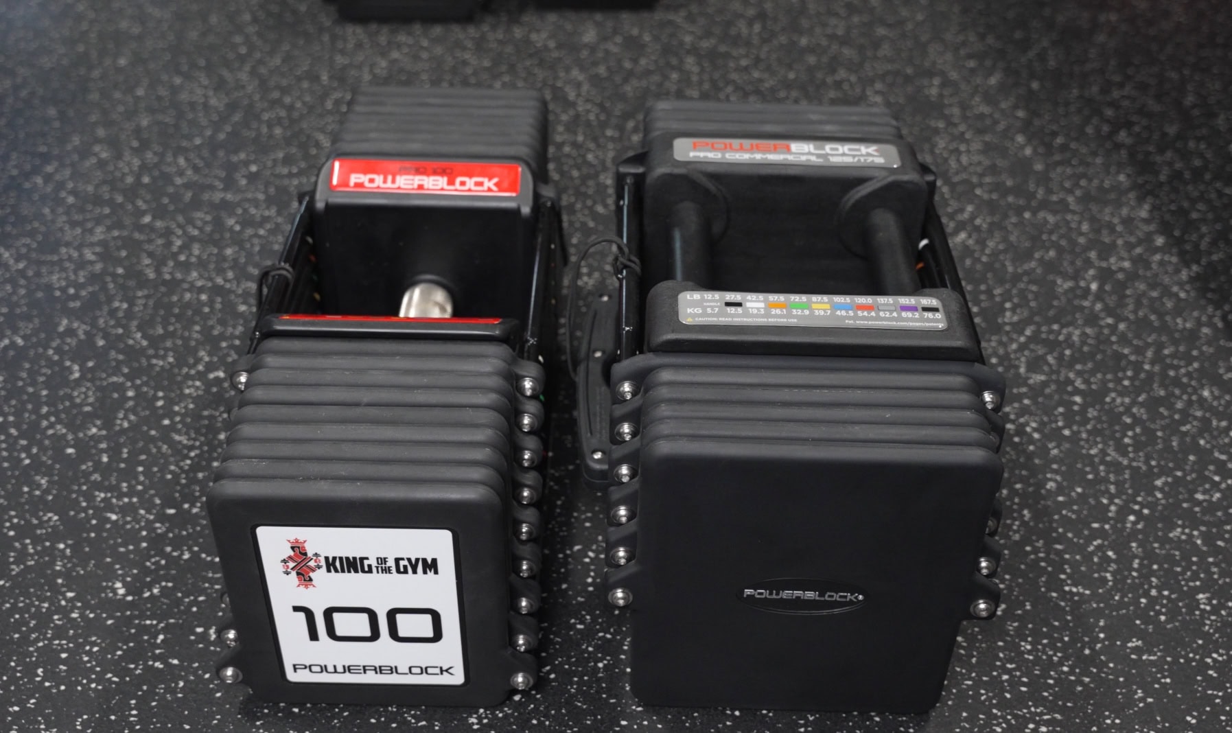 Size Comparison Between the PowerBlock Commercial Pro 125 175 and the Commercial Pro 100