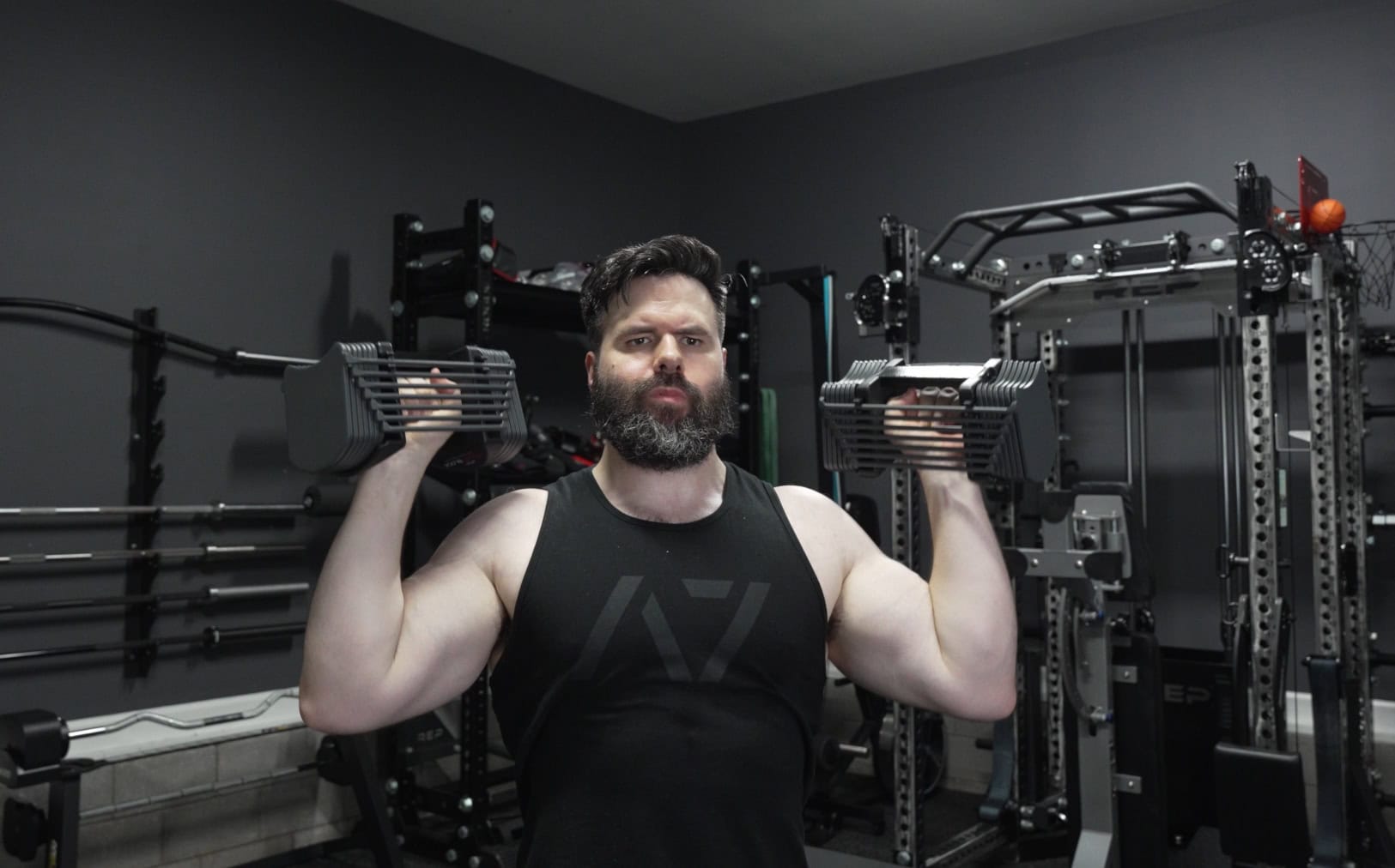 Standing Shoulder Press With PowerBlock Sport 24 Dumbbells