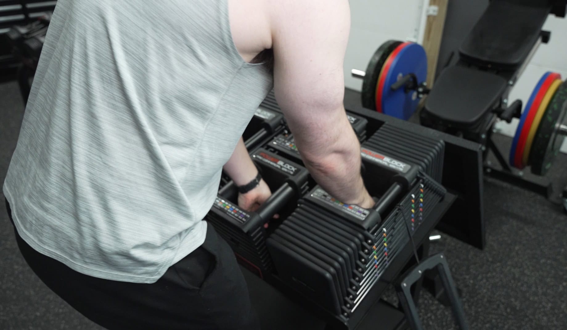 Swappable Handles on the PowerBlock Commercial Pro 125 & 175 Adjustable Dumbbells