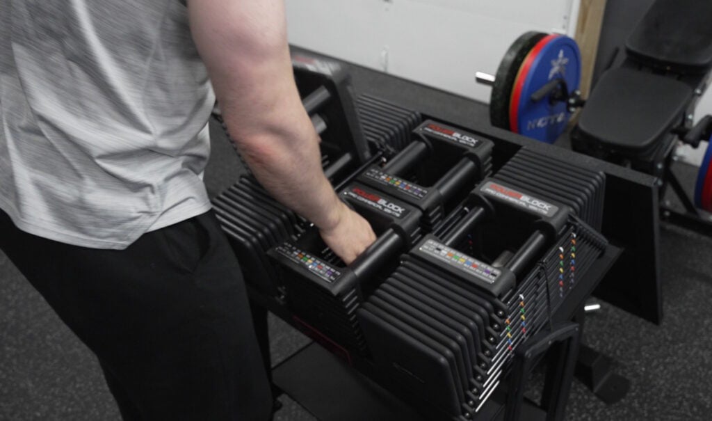 Swappable Handles on the PowerBlock Commercial Dumbbells