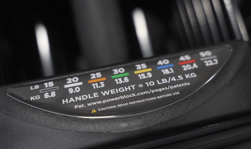Weight Indicator Guide on the PowerBlock Pro 50
