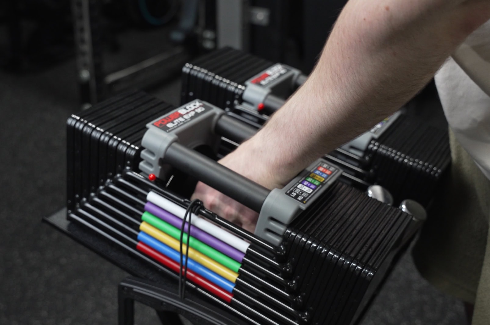 Auto-Lock Lever on the PowerBlock Elite EXP