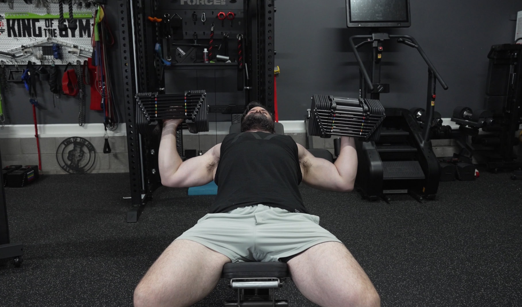 Incline Bench Press With PowerBlock Commercial Pro 50 Dumbbells