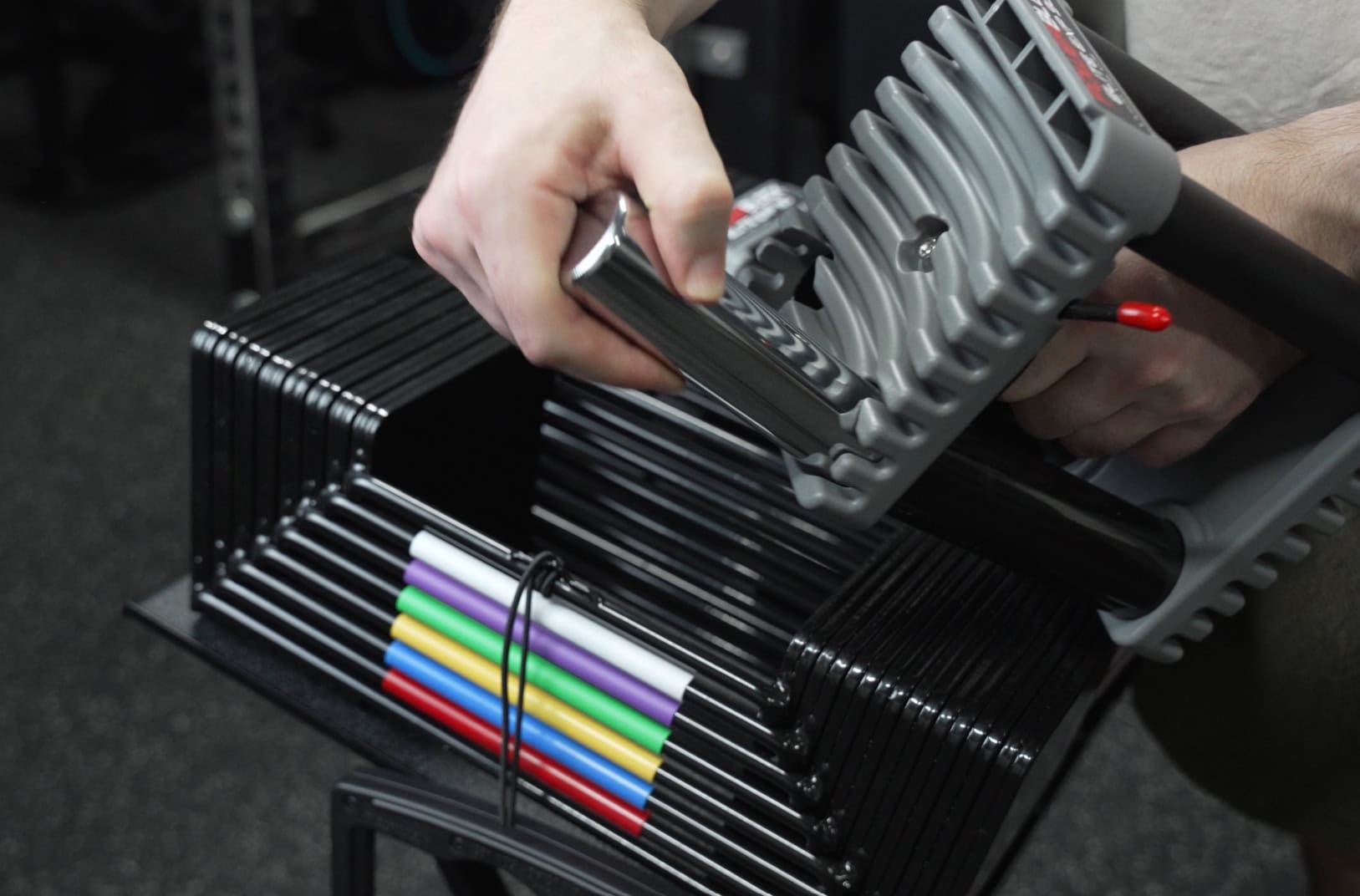 Micro-Weights on the PowerBlock Elite EXP Adjustable Dumbbells