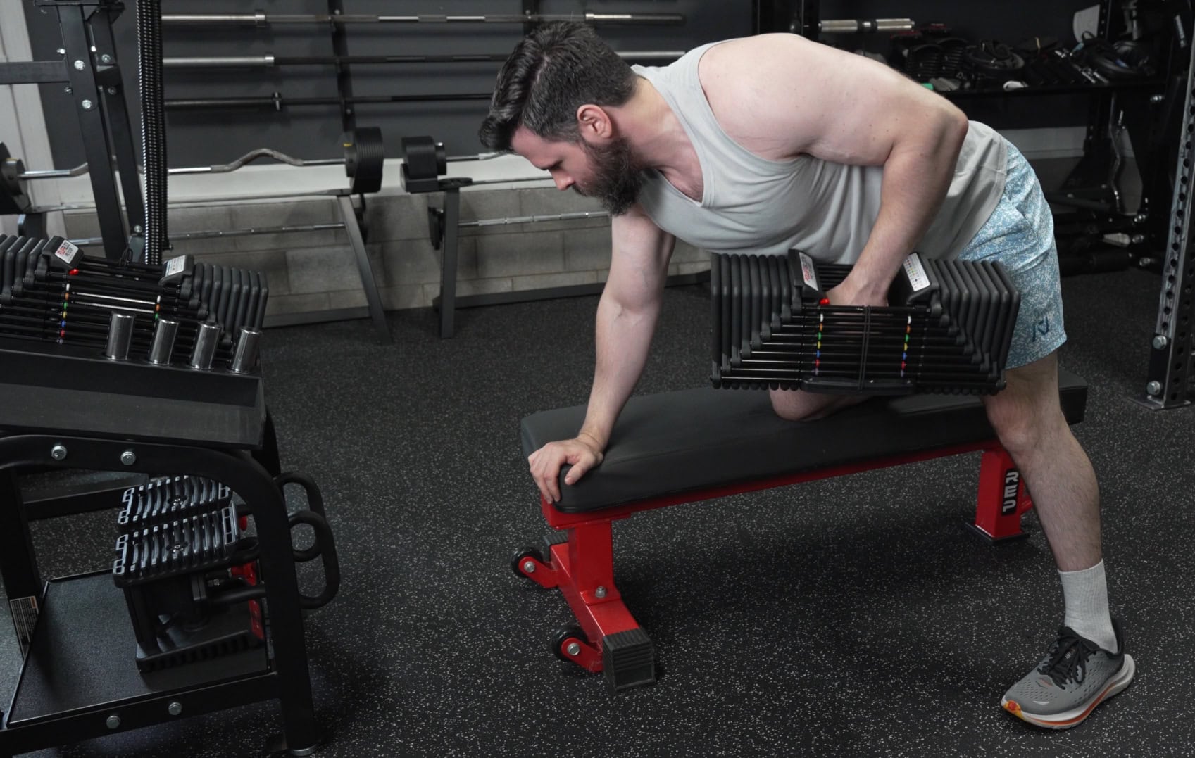 One Arm Rows on the PowerBlock Pro 100 EXP Adjustable Dumbbells