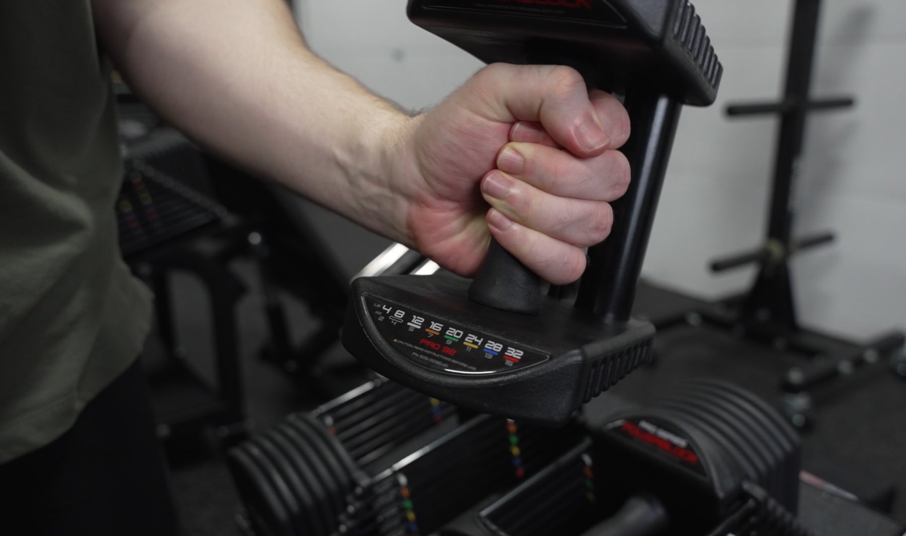PowerBlock Pro 32 Handle - Showing Grip Size Compared to Hand