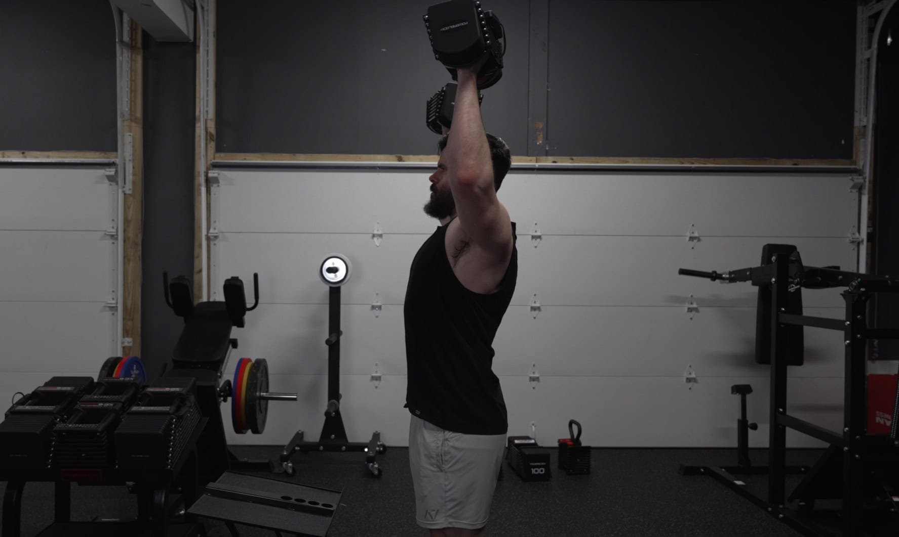 Standing Shoulder Press With the PowerBlock Pro 32 Adjustable Dumbbells
