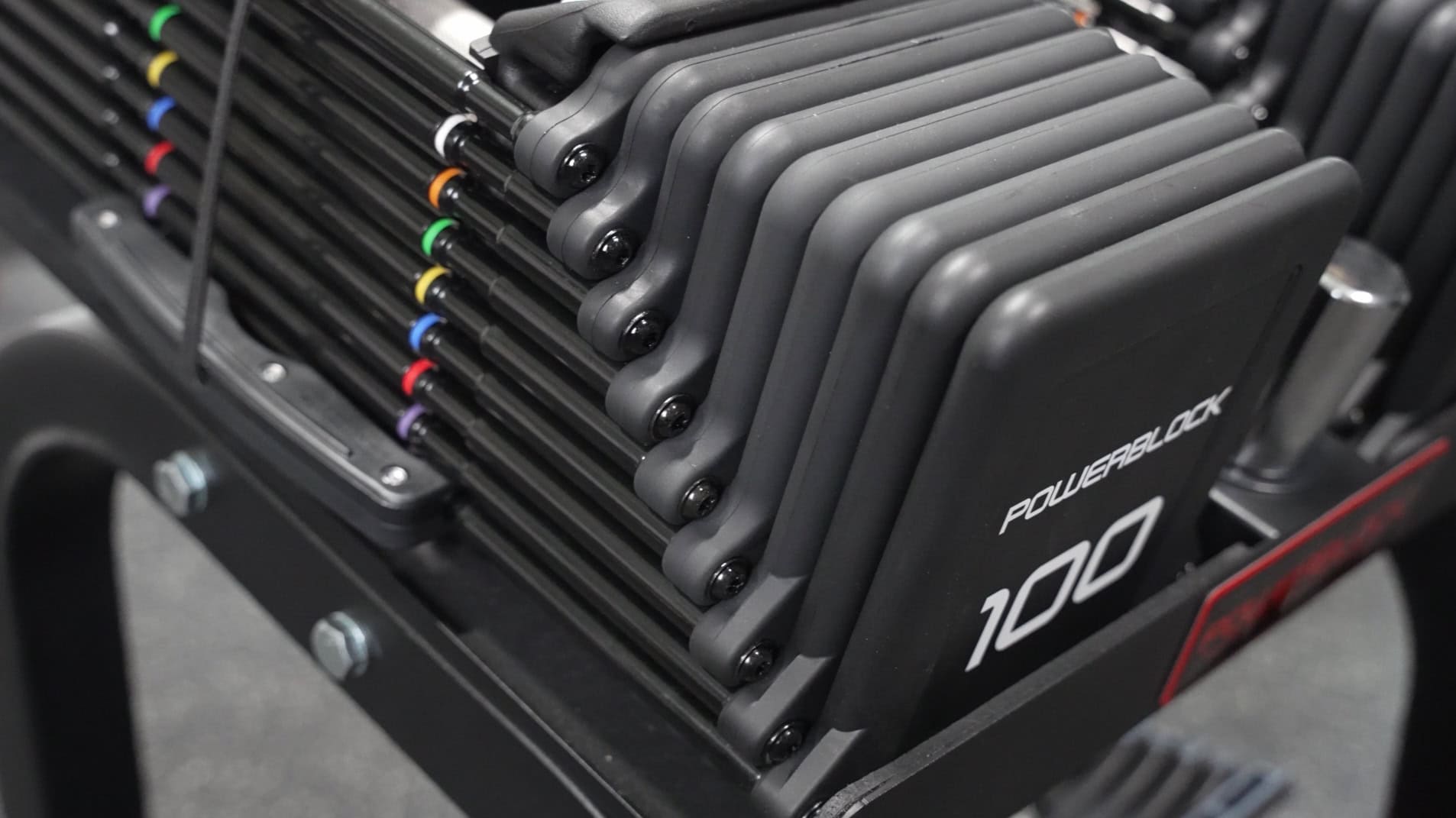 Urethane Plates and Black Zinc Hardware on the PowerBlock Pro 100 EXP Dumbbells